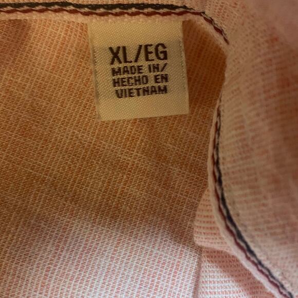 Weatherproof Vintage Men’s Short Sleeve Button-Up Shirt XL Pink Linen Blend - Picture 5 of 5